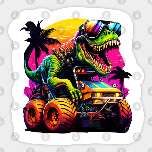 T-Rex Truck, Monster Truck - 5 Sticker by Megadorim
